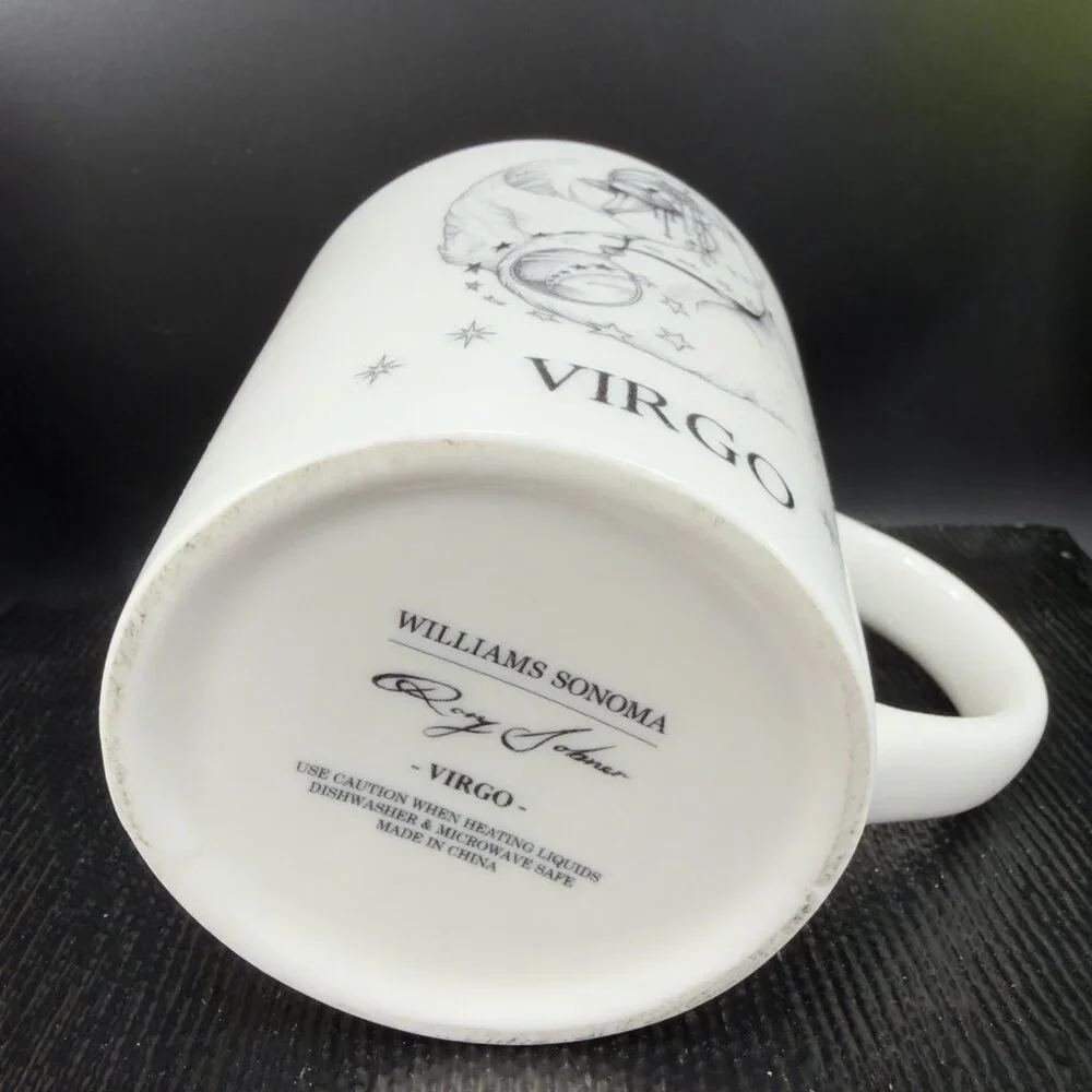 Williams Sonoma Rory Dobner Zodiac Porcelain Mug Cup Virgo White Horoscope